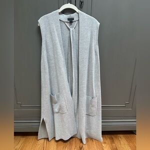 NWOT J. Crew long knit sweater tunic vest cardigan jacket with tie belt in gray